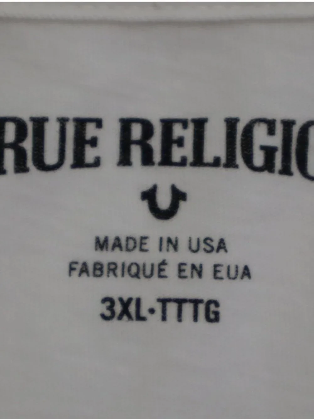 True Religion Made in USA Men's T-Shirt Tee 3XL Crew Neck Cotton Winter White